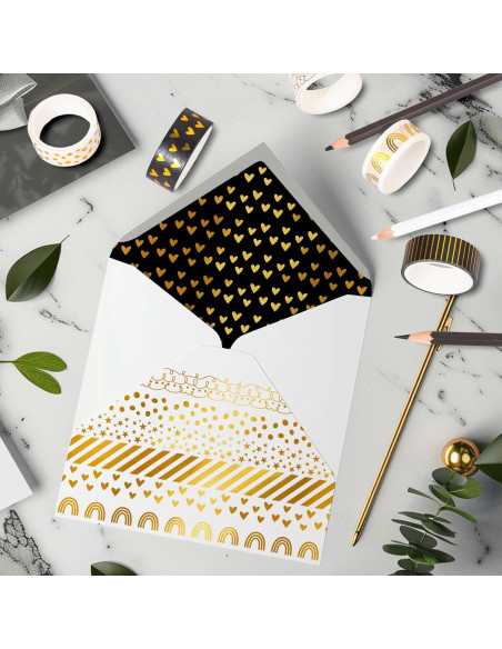 Cinta Washi Decorativa Whaline 12 Rollos Hoja de Oro 1.52cm