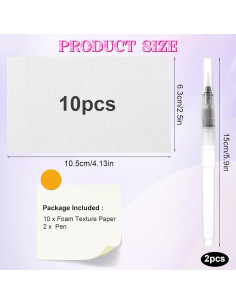 10 Hojas Papel de Textura de Espuma Quilax + 2 Pinceles de Agua 2