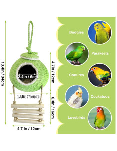 Casa para Pájaros Tfwadmx de Coco Natural con Escalera - 34 cm 2