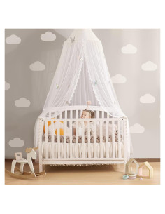 Dosel de Cama Infantil LOAOL con Encaje y Mariposas 245 cm