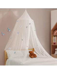 Dosel de Cama Infantil LOAOL con Encaje y Mariposas 245 cm 2