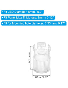 Portalámpara LED 5mm PATIKIL, Paquete de 10 Soportes Transparentes 2
