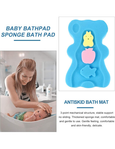 Cojín de Baño Antideslizante para Bebés TOYANDONA Azul