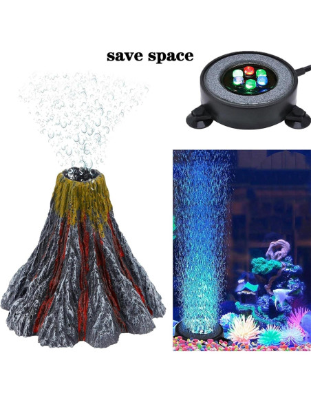 Luz de Burbujas LED para Acuario Auiaerty Volcán 10.5cm