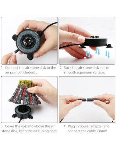 Luz de Burbujas LED para Acuario Auiaerty Volcán 10.5cm