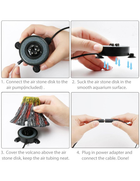 Luz de Burbujas LED para Acuario Auiaerty Volcán 10.5cm