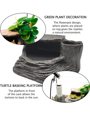 Plataforma de Sol para Tortugas Tfwadmx - Resina Natural 21x16.5cm