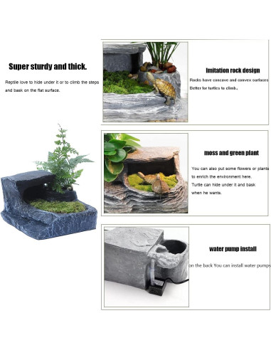 Plataforma de Sol para Tortugas Tfwadmx - Resina Natural 21x16.5cm