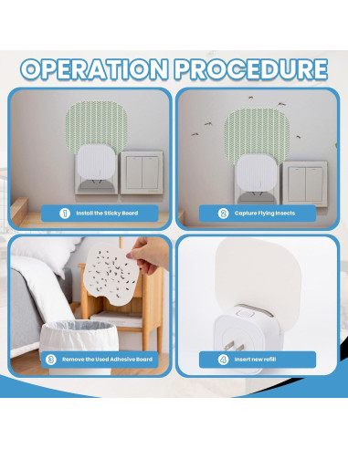 Trampa para Moscas Interior Plainsity MKH-FP-ATE80-4P, 3 Adhesivos