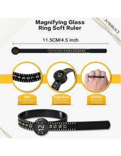 Medidor de Tamaño de Anillo Reutilizable Powbrace 1-17 US 2 Pack 2