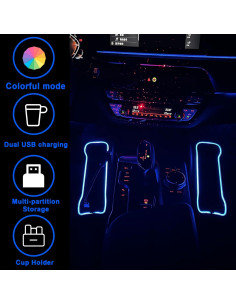 Organizador de Espacio entre Asientos xiaoniu con LED y Carga USB 2