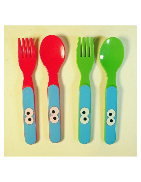 Juego de 4 utensilios de plástico Plaza Sésamo Cookie Monster