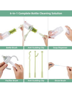 Kit de Limpieza 6 en 1 Tulvixxo para Botellas Bebés Verde 2