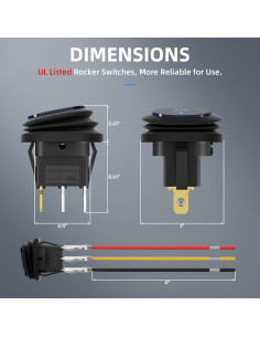 Interruptor Redondo Impermeable DaierTek 12V LED Azul 20A 5Pack 2