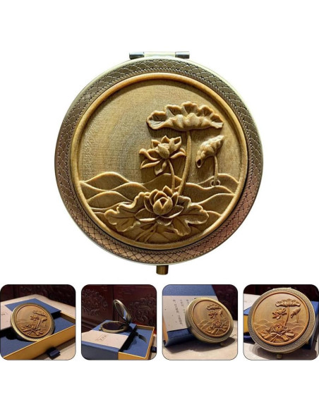 Espejo Compacto Vintage Mipcase 7.1 cm Doble Cara Portátil