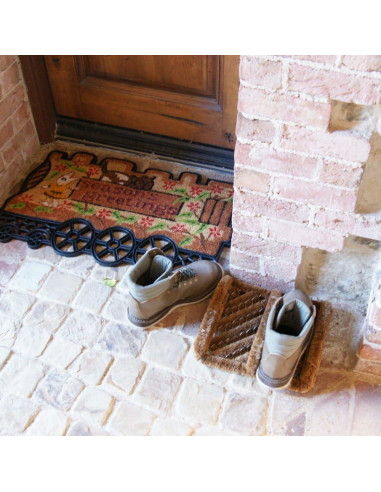 Raspador de Botas Rubber-Cal Herringbone Coir 30.48x6.35x33.02cm Beige