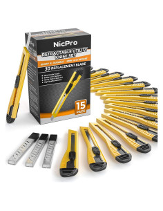 Juego de 15 Cuchillos Utilitarios Nicpro 9mm con 30 Repuestos