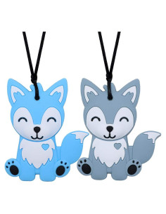 Collares Masticables Sensoriales LeeYean - Silicona Alimentaria Azul y Gris