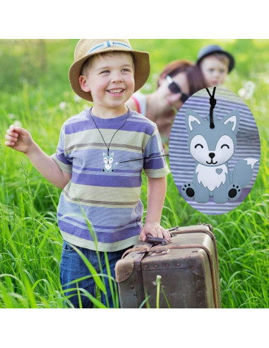 Collares Masticables Sensoriales LeeYean - Silicona Alimentaria Azul y Gris