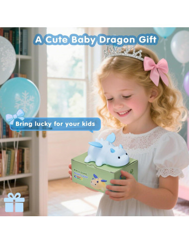 Luz Nocturna Dinosaurio Kawaii AGV Azul Recargable 3 Brillos