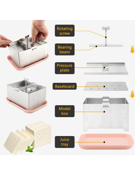 Prensa de Tofu Acero Inoxidable XuYelora 16x12x9cm