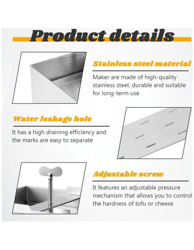 Prensa de Tofu Acero Inoxidable XuYelora 16x12x9cm