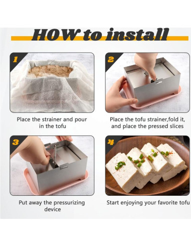 Prensa de Tofu Acero Inoxidable XuYelora 16x12x9cm