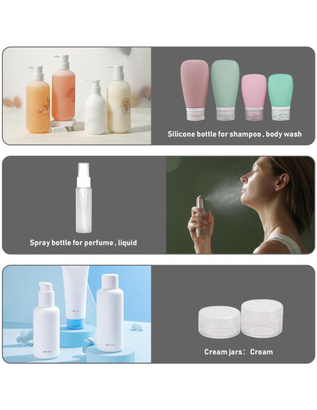 Juego de 7 Botellas de Viaje ONIYSA Silicona A Prueba de Fugas