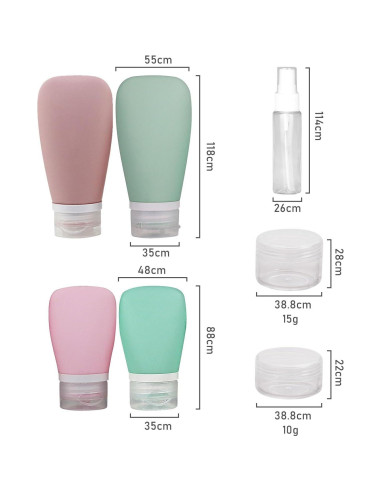 Juego de 7 Botellas de Viaje ONIYSA Silicona A Prueba de Fugas