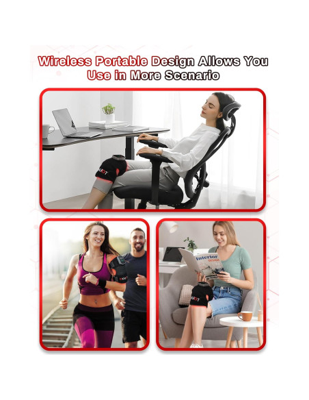 Masajeador de Rodilla Inalámbrico Kaoudt con Calor y Luz Roja