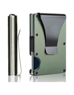 Billetera Minimalista RFID Aluminio Verde Militar para Hombres