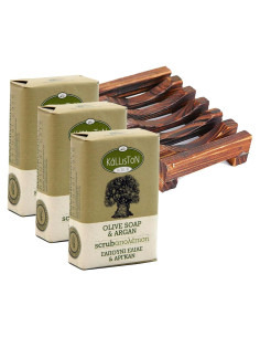Kalliston Jabón de Oliva Exfoliante con Aceite de Argán - 4 Unidades