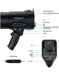 Megáfono Bluetooth MGROLX 50W con Batería Recargable y Sirena 2