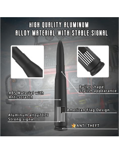 Antena de Bala Corta HVSTTPK 13.97 cm Antirrobo Bandera Americana 2