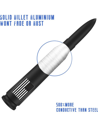 Antena de Bala Corta HVSTTPK 13.97 cm Antirrobo Bandera Americana