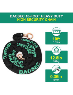 Cadena de Seguridad DAOSEC 3/8" 10 Pies Acero Endurecido 2