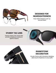 Gafas de sol polarizadas TJUTR para mujeres con rhinestones 2