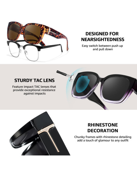 Gafas de sol polarizadas TJUTR para mujeres con rhinestones