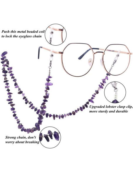 Cadena de Gafas KAI Top con Cuentas de Piedra - 75 cm