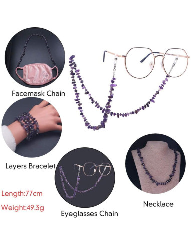 Cadena de Gafas KAI Top con Cuentas de Piedra - 75 cm