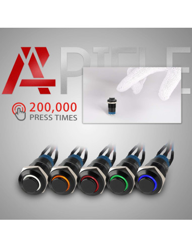 Interruptor de Botón Momentáneo APIELE 12mm LED IP65