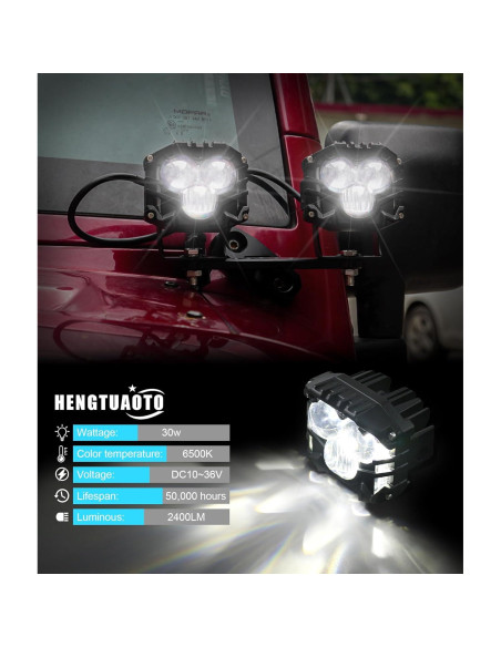 Kit de 4 Luces LED Pod 120W 10800LM para Wrangler JK 2007-2017