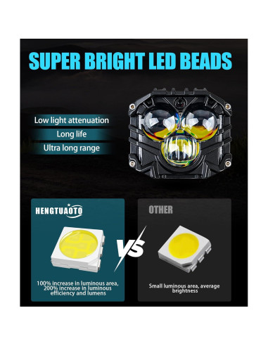 Kit de 4 Luces LED Pod 120W 10800LM para Wrangler JK 2007-2017