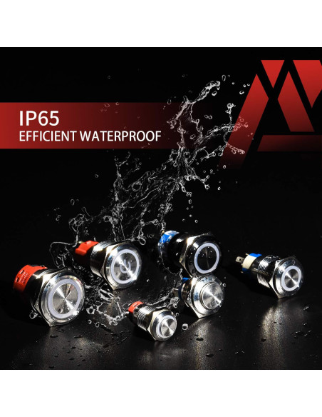 Interruptor de Botón Momentáneo APIELE 12mm LED IP65