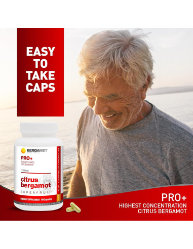 Suplemento BergaMet PRO+ 1350mg 90 Cápsulas Bergamota Cítrica