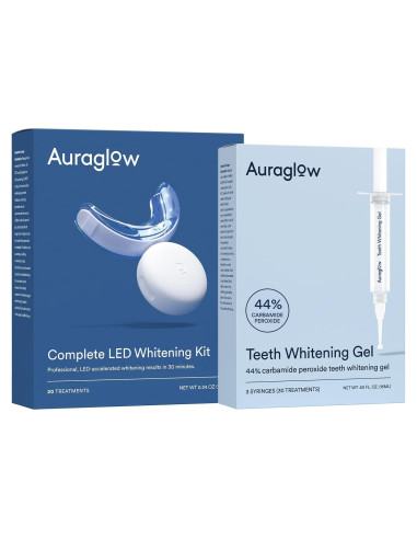 Kit de Blanqueamiento Dental Auraglow LED + Gel 44%