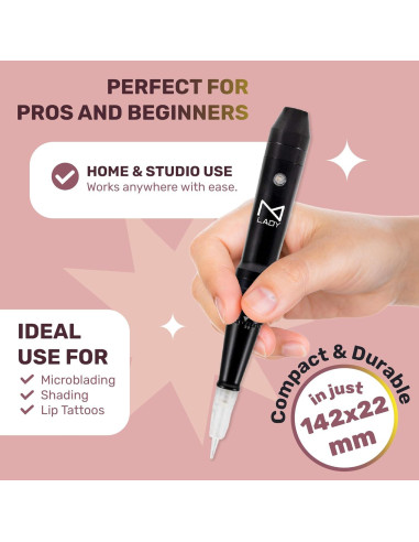 Máquina de Maquillaje Permanente Inalámbrica Mellie Rosa