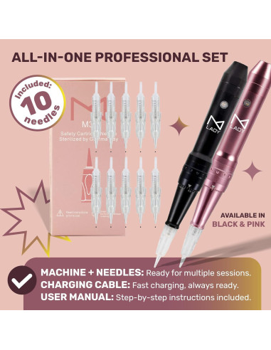 Máquina de Maquillaje Permanente Inalámbrica Mellie Rosa