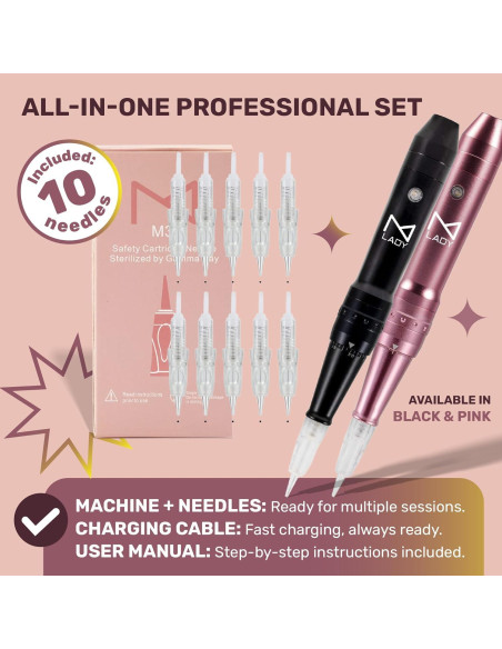 Máquina de Maquillaje Permanente Inalámbrica Mellie Rosa