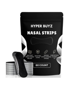 60 Tiras Nasales Antironquidos HYPER BUYZ - Ajuste Cómodo